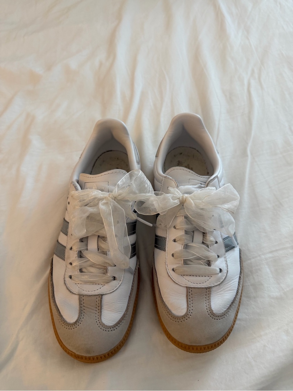 Adidas Sambas silver and white